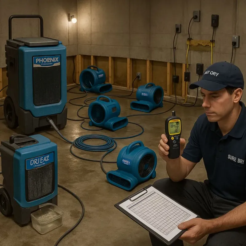 Structural Drying and Dehumidification process in Holiday Shores, IL